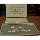 Ecclesiastical interest - three early 20th century religious calligraphy mottos,