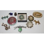 A 19th century Grand Tour micro mosaic bar brooch;