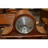 A Garrards oak Napoleon's hat mantel clock, for Harrods ltd, London SW1.