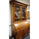A Victorian mahogany bookcase cylinder bureau