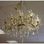 A ten branch, fifteen light chandelier.