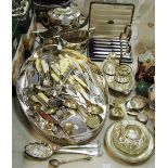 Silver & silverplate - two George III silver teaspoons; a pair of silver sugar nips;