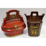 Two Chinese wooden brass bound pails,