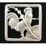 A Georg Jensen sterling silver square cockerel brooch No.