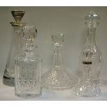 Cut glass decanters - A Waterford ship's decanter; a Waterford baluster decanter;
