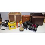 Cameras & Equipment - a Miranda DX-3 SLR cameras, Miranda 50mm and Soligor 85-210mm lens, flash,