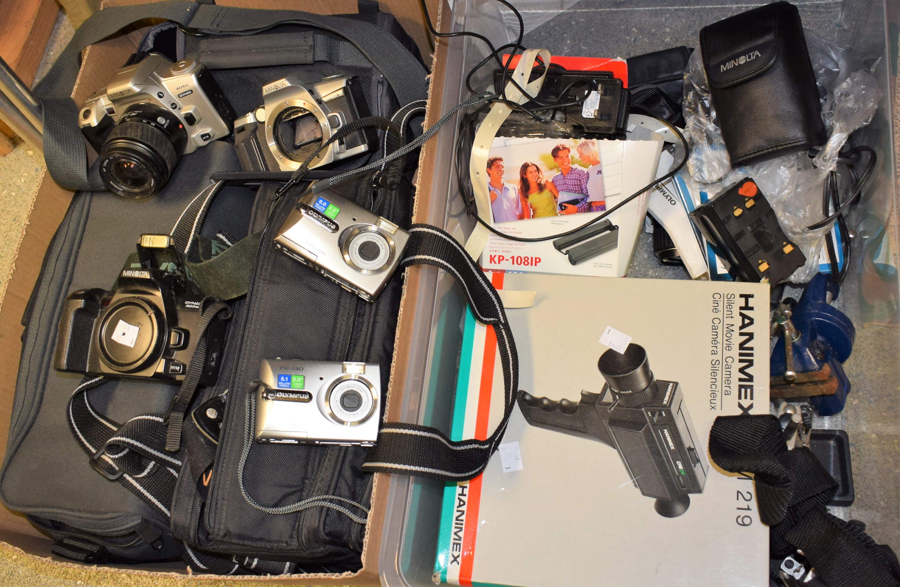 Photographic Equipment - a Minolta X-300 SLR camera; others, Minolta Dynax 5, Minolta 404SI,
