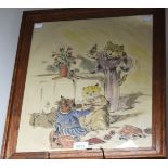 In the manner of Louis Wain, Cats At Play watercolour,