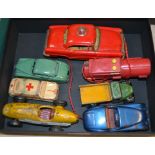 Tinplate Toys - a Japanese Kaname Sangyo remote control Fire Chief Car, red tin body,