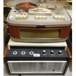 A vintage Garrard 2000 table top portable record player, 16, 33, 45 and 78 RPM,