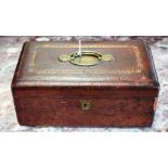 A Victorian tooled and gilt Morocco leather rounded rectangular dressing box,