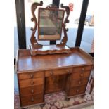 A Victorian mahogany kneehole desk/dressing table,