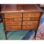 An Edwardian walnut and mahogany side cabinet,