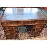 A Victorian mahogany twin pedestal partner's desk,