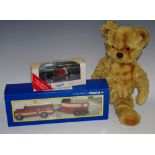 Toys - a mohair jointed teddy bear; a Corgi Collection Ellerdale Landrover & Horse Box,