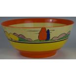 A Clarice Cliff Bizarre Art Deco bowl (faults)