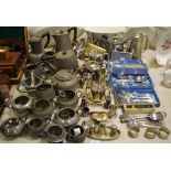 Silverplate & Pewter - 19th century coffee pots; napkin rings; flatware; tankards;