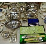Silverplate - an early 20th century tureen and cover; cake basket; cream jug;