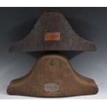 A Victorian naval bicorn black japanned hat tin, bearing the makers name "Galt,