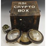 World War Two - RAF, a painted steel field box, marked RSI Crypto Box,