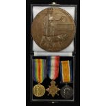 Medals, World War I, a casualty group of three, 1914-15 Star, British War and Victory,