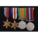 Medals, Second World War: 1939-45 star, France & Germany star, Defence medal & War medal,