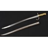 A French Chassepot bayonet, the serpentine blade with spine marked for Tulle Arsenal 1872,