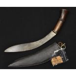 A 19th century Nepalese Kukri, of long handle type,