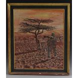 Russian School (mid-20th century) A German Afrika Corp Soldier Beside a Cypress Tree,