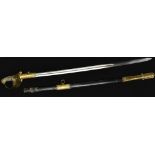 A Victorian 1827 pattern Royal Naval Officers Sword, 79cm blade named to J.T.FREEMAN R.