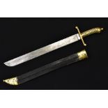 A 19th century German 1845 pattern PDL fusilier`s falchion short sword, 48cm blade,