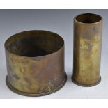 A large 1916 dated German shell case, and another smaller example.