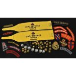 Cloth Badges - various insignia and regimental shoulder titles, including Duke of Wellington,
