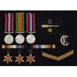 Medals, World War II, 1939-45 Star, Atlantic Star, Africa Star, 1939-1945 War Medal,