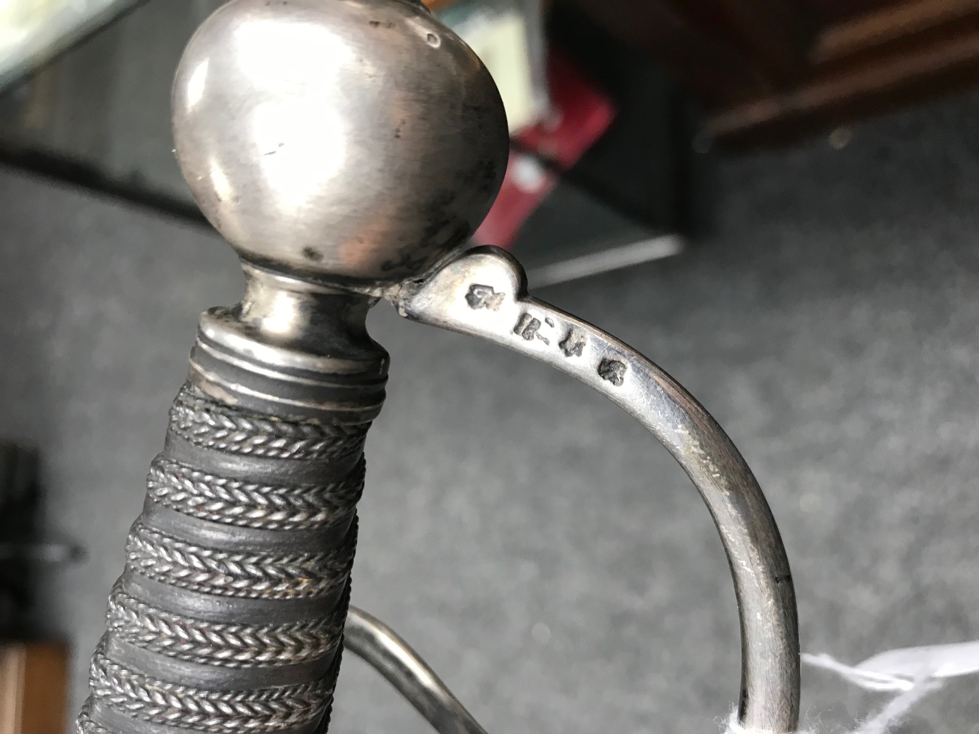 A George II silver hilted Infantry officers sword, 78cm straight fullered blade, wire bound grip, - Image 3 of 15