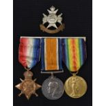 Medals, World War One, Notts & Derby, group of three: 1914-15 Star, Great War and Victory Medals,