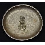 A Chinese silver tray, bearing the regimental crest of the Loyal North Lancashire regiment,