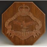 Colonial Africa - a copper armorial insignia, Northern Rhodesia Police, octagonal wooden mount,