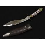 A jade and mother of pearl hilted kukri,