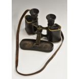 A pair of World War II period German binoculars, by Carl Zeiss, Jena, black painted brass, marked D.