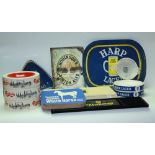 Advertising - breweriana - ceramic ashtrays including Harp, Carlsberg, Whitbread; drip trays,