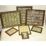 A quantity of mounted and framed cigarette cards, Wills, etc; Butterflies and Moths, Garden Flowers,