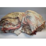 Textiles - a pair of lined curtains, 180cm drop, approx 180cm gathered width; another pair,