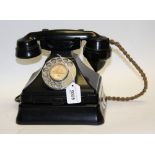 A vintage black Bakelite Pyramid cradle telephone, no 1/232 F TE37/1,