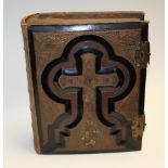 A Victorian brass bound Family Bible, Douay and Rheims, Rev. Geo. Leo.