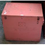 A mid-20th century painted trunk/chest, labelled Return When Empty To Ferranti Ltd,