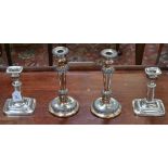 A pair of early 19th century Sheffield plated telescopic candlesticks;