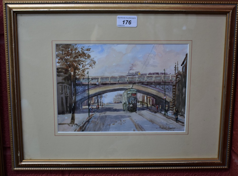 Michael Crawley Friargate, Derby signed, watercolour,