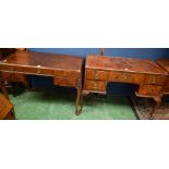 A 20th century walnut mirrorless dressing table,