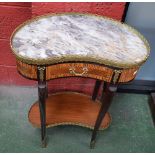 A contemporary Louis XV Revival metal mounted kidney shaped side table,